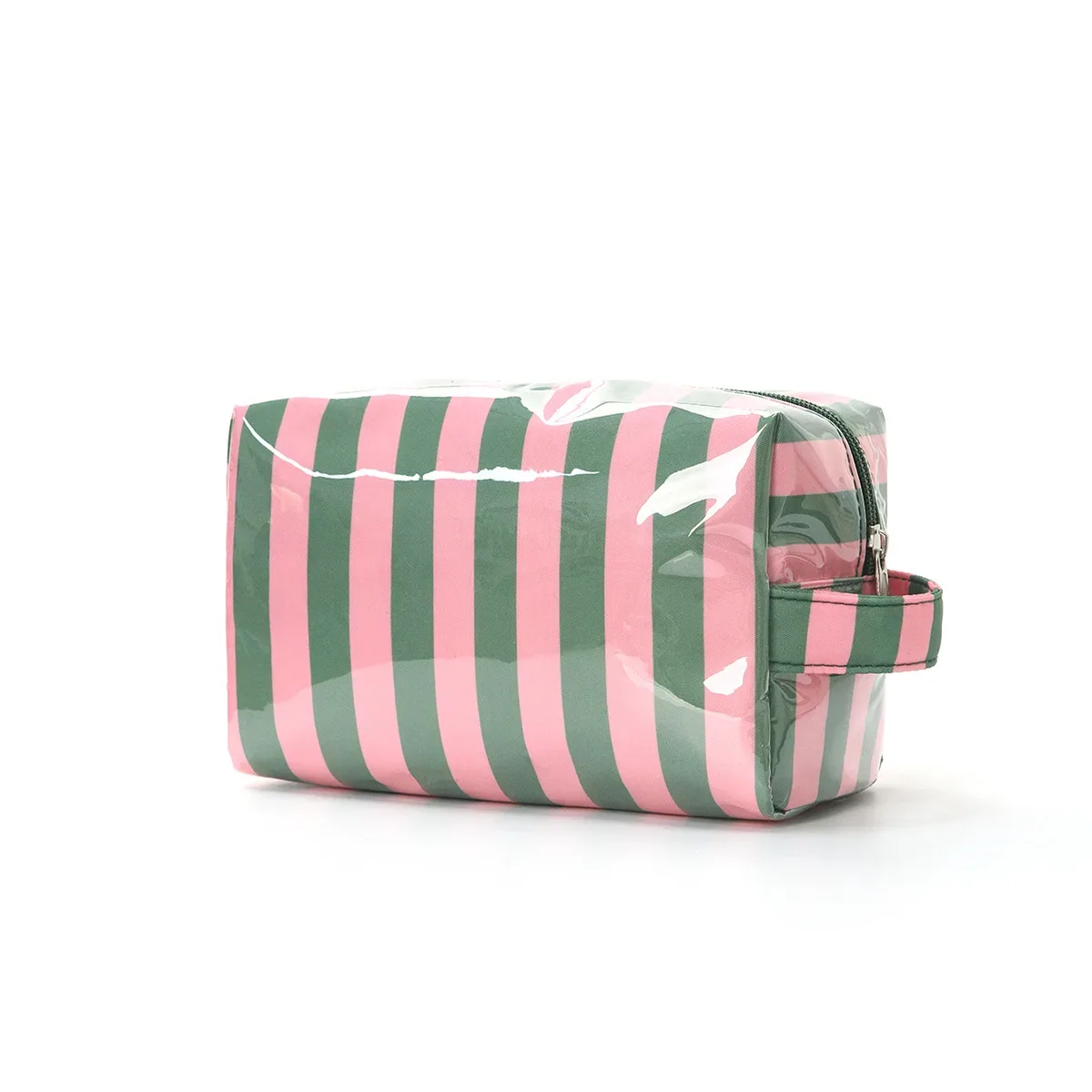 sac de maquillage élégant à rayures roses, sac de voyage portable de grande capacité, sac de rangement pour rouge à lèvres, sac à main, sac cosmétique, trousse de toilette, cadeaux pour filles