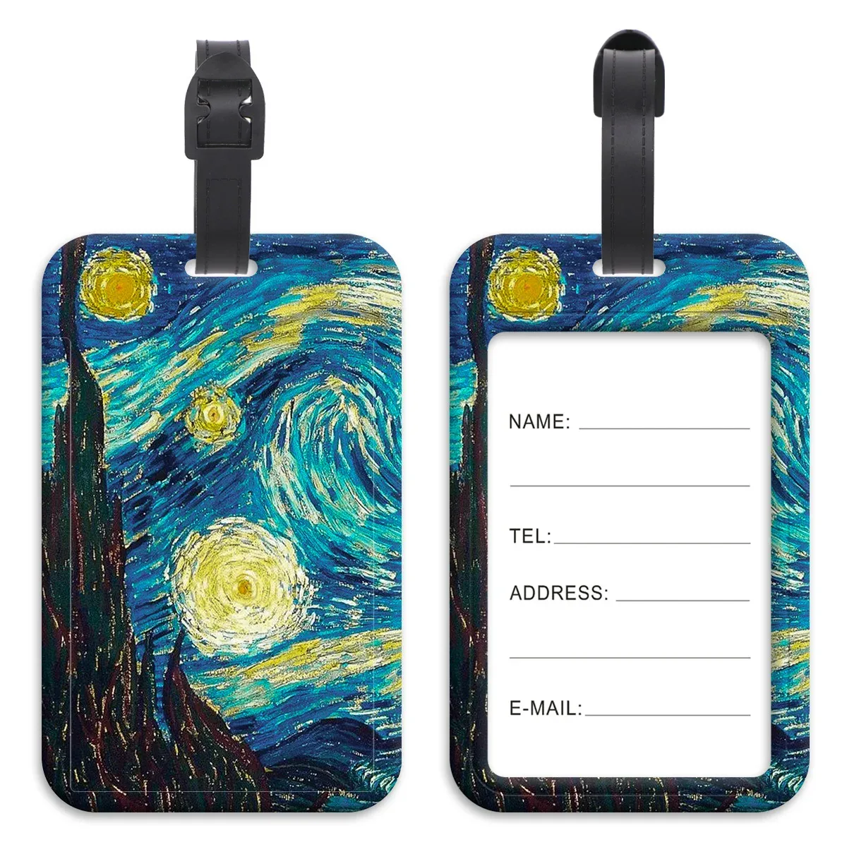 étiquette de bagage artistique en plastique motif peinture à l'huile, porte-carte d'identification anti-perte pour valise et sac à dos, accessoires de bagage tendance, cadeaux