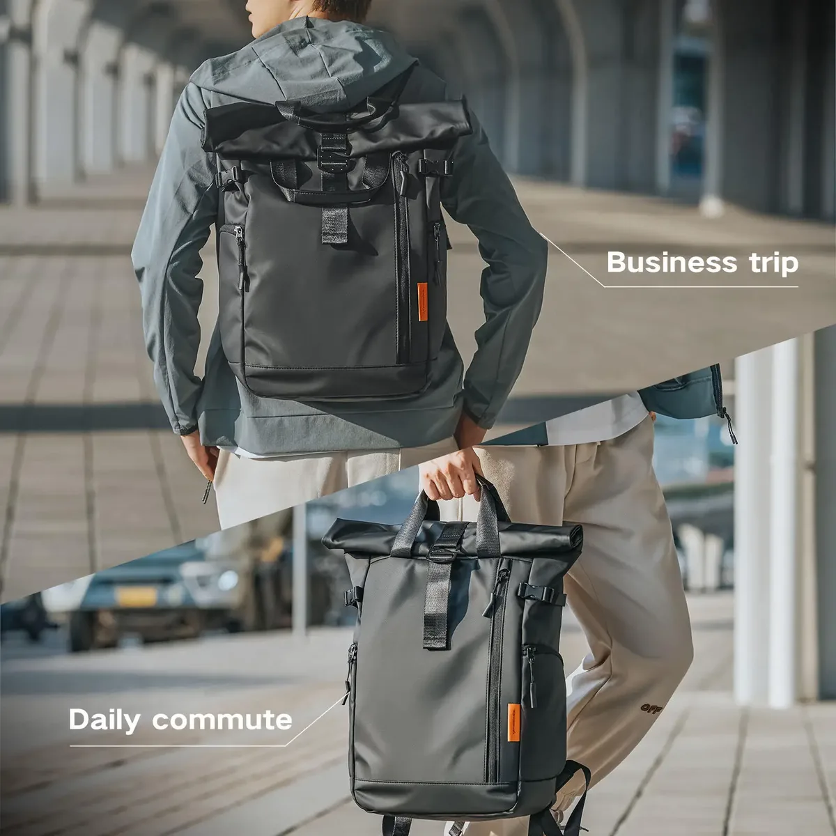 tangcool sac à dos étanche à enroulement, grande capacité, extensible, pour ordinateur portable de 15,6 pouces, sac de voyage de loisirs, sacs de randonnée et de camping