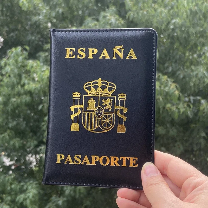 couverture de passeport espagnol, portefeuille de voyage, étui en cuir pu, porte-documents de voyage, couvertures de haute qualité pour passeports