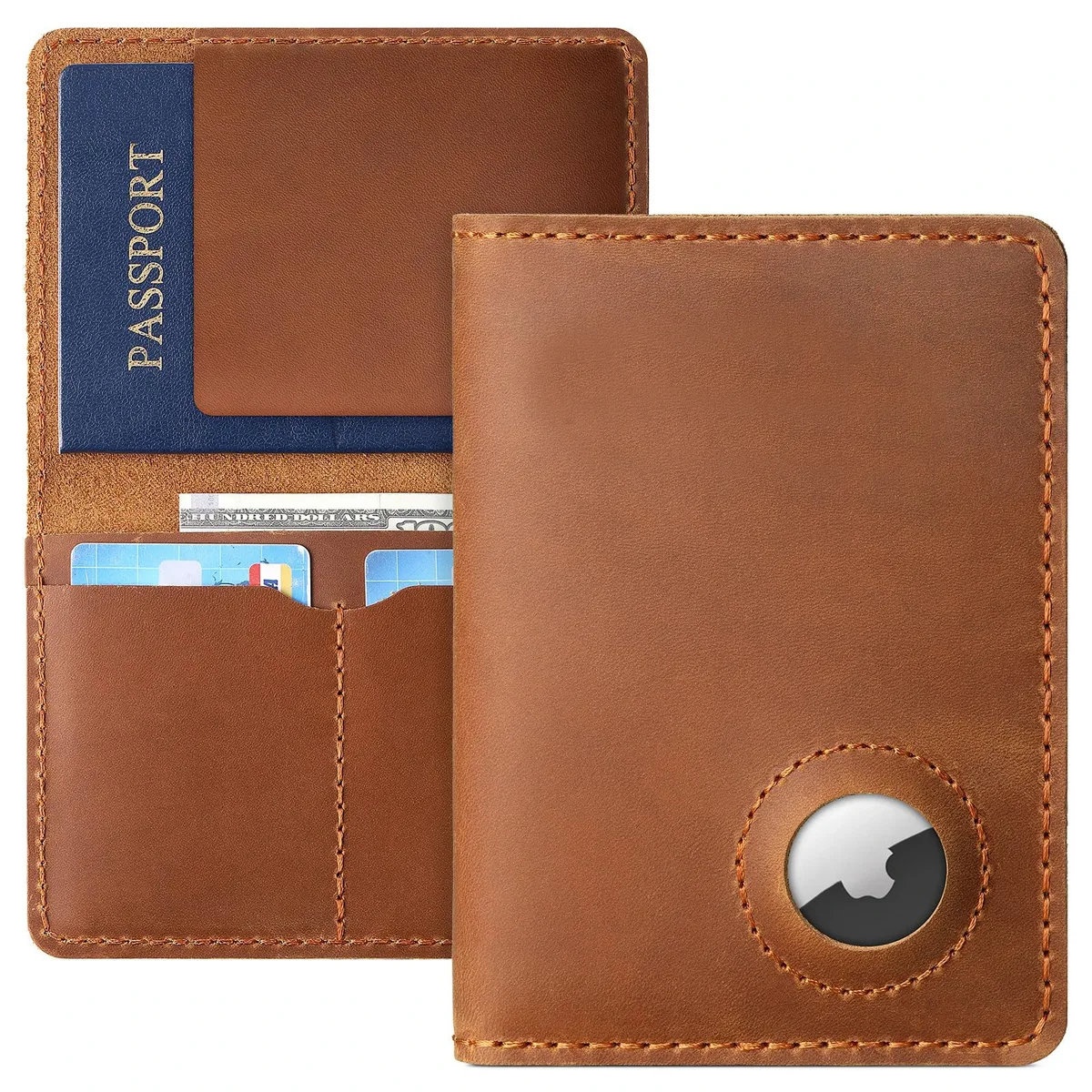 Nouveau Airtag porte-passeport couverture Vintage en cuir pleine fleur à la main RFID blocage portefeuille Tracker carte étui 10x14 cm