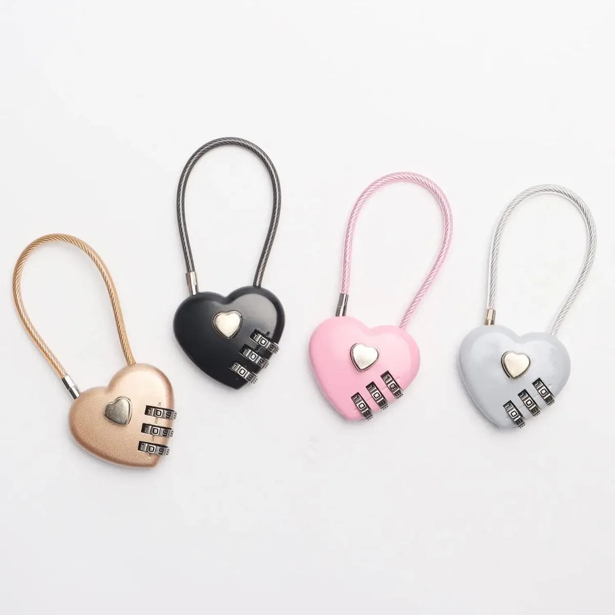 nouveau cadenas à combinaison à 3 chiffres en forme de cœur, cadenas à code pour sac, cadenas concentrique