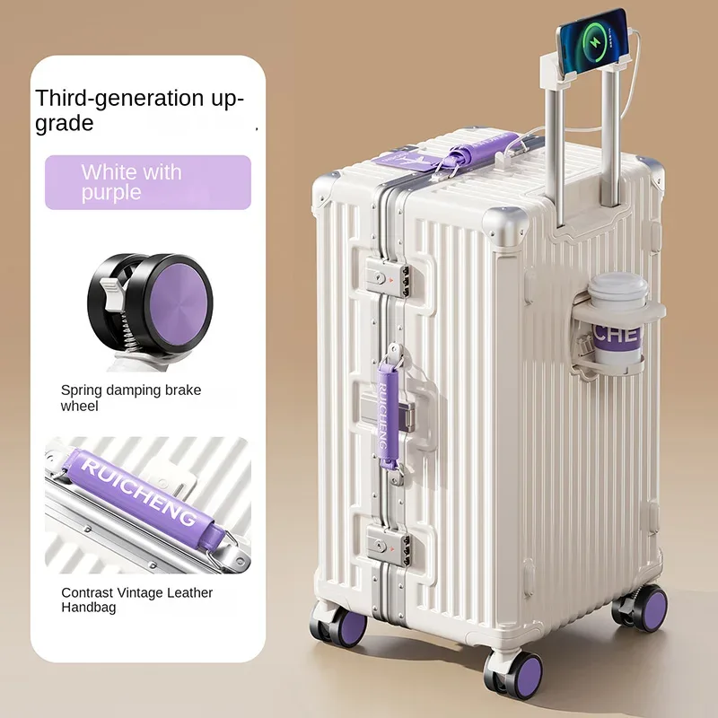 nouvelle version améliorée 3:7 valise grande capacité 28/30/32 pouces avec cadre en aluminium renforcé, valise de voyage en pc, valise à roulettes multifonctionnelle
