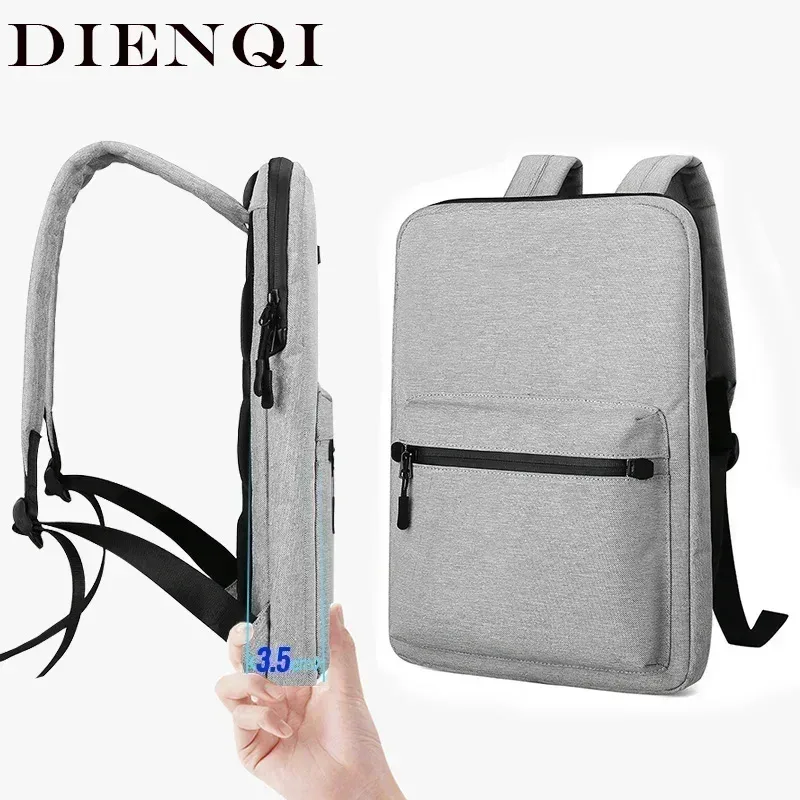 DIENQI-Ultra-mince hommes sac à dos sac d'école mince 15 pouces ordinateur portable homme sac femmes étanche en plein air affaires travail petit sac à dos
