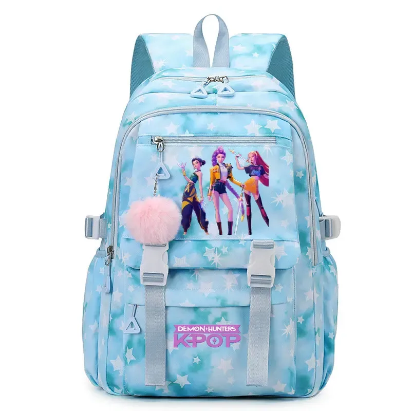 sac à dos d'étudiant imprimé kpop demon hunters, cartable de grande capacité pour adolescents, sac à dos de voyage pour ordinateur portable pour femmes
