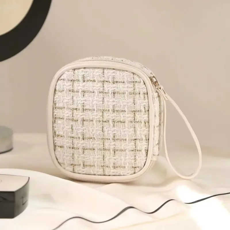 mini sac de rangement de maquillage pour dames, portable, rouge à lèvres, clé, pièce de monnaie, ligne de données, évaluateurs, serviettes hygiéniques pour filles, fourre-tout simple