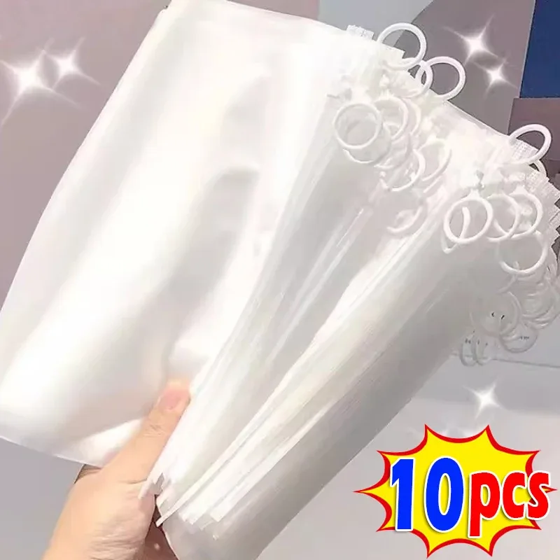 Sac de rangement de voyage en plastique transparent givré, 10 pièces, sac étanche personnalisé avec fermeture éclair, sacs portables mats auto-scellants