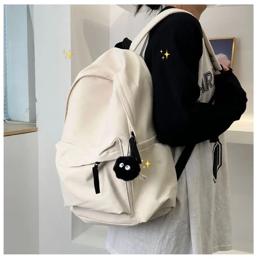 sac à dos de style minimaliste japonais, grande capacité, couleur unie, double bandoulière, pour étudiantes et lycéennes