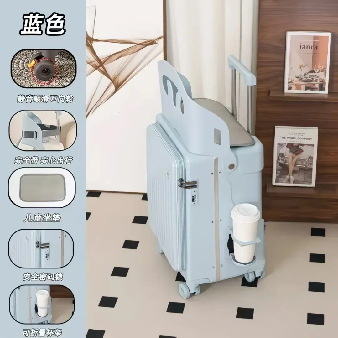 bagages à roulettes pour enfants, valise à roulettes pour enfants de 20/24 pouces avec ouverture frontale, valise multifonctionnelle pour les voyages en avion