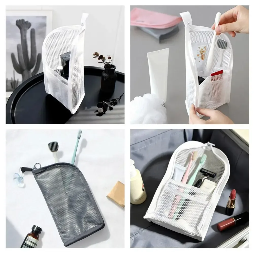 Sacs de rangement en maille pour maquillage et articles de toilette, sacs à main portables de voyage, organiseur d'outils de douche et de toilette, pochette organisatrice de cosmétiques