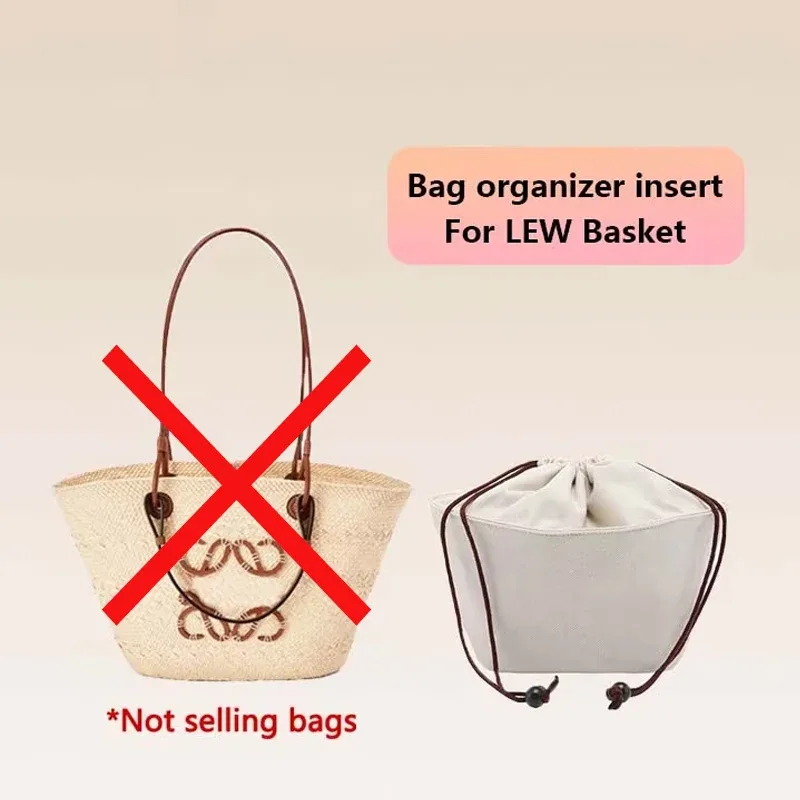 Organisateur de sac à cordon avec bandoulière pour sac Picotin en paille tressée, support intérieur et accessoires pour sacs