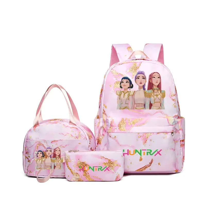 sacs à dos kpop demon hunters avec sacs à déjeuner, sacs d'école légers pour étudiants et adolescents, sac de voyage décontracté pour femmes, 3 pièces/ensembles
