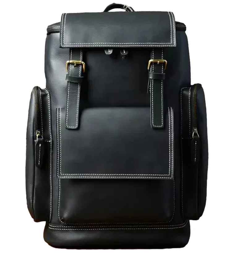 nasva-sac à dos en cuir vintage pour homme, sac de voyage, camping, école, bureau, sacoche pour ordinateur portable