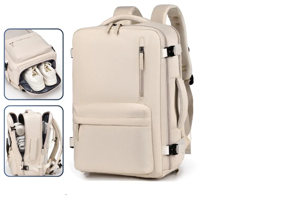 Sac à dos de voyage pour ordinateur portable pour hommes et femmes, sac à dos de transport extensible approuvé par avion, sac à dos léger et étanche de 15,6 pouces