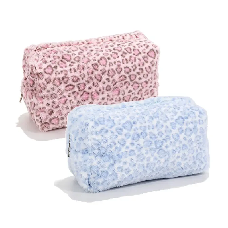 1/2 pièces trousse de toilette et de maquillage durable et douce, grande capacité, imprimé léopard, portable, pour filles, rangement de voyage