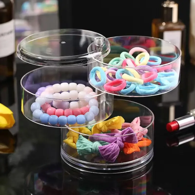 organisateur de bijoux rotatif à 360°, boîte de rangement en plastique transparent, compacte, multi-couches, porte-boucles d'oreilles et bagues, anti-poussière, présentoir de bureau