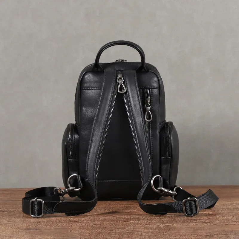 sac multifonctionnel pour homme en cuir véritable, sacs à bandoulière décontractés en cuir pour homme, sac de poitrine pour homme, petit sac à dos