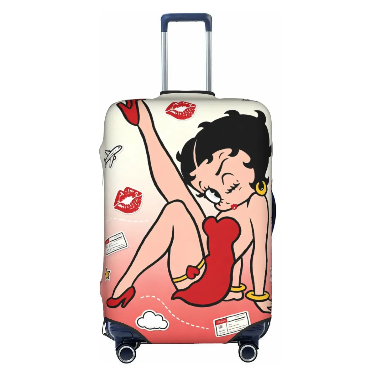 housse de valise élastique personnalisée b-bettys cartoon boop, housse de bagage de voyage classique d'anime pour valises de 18 à 32 pouces