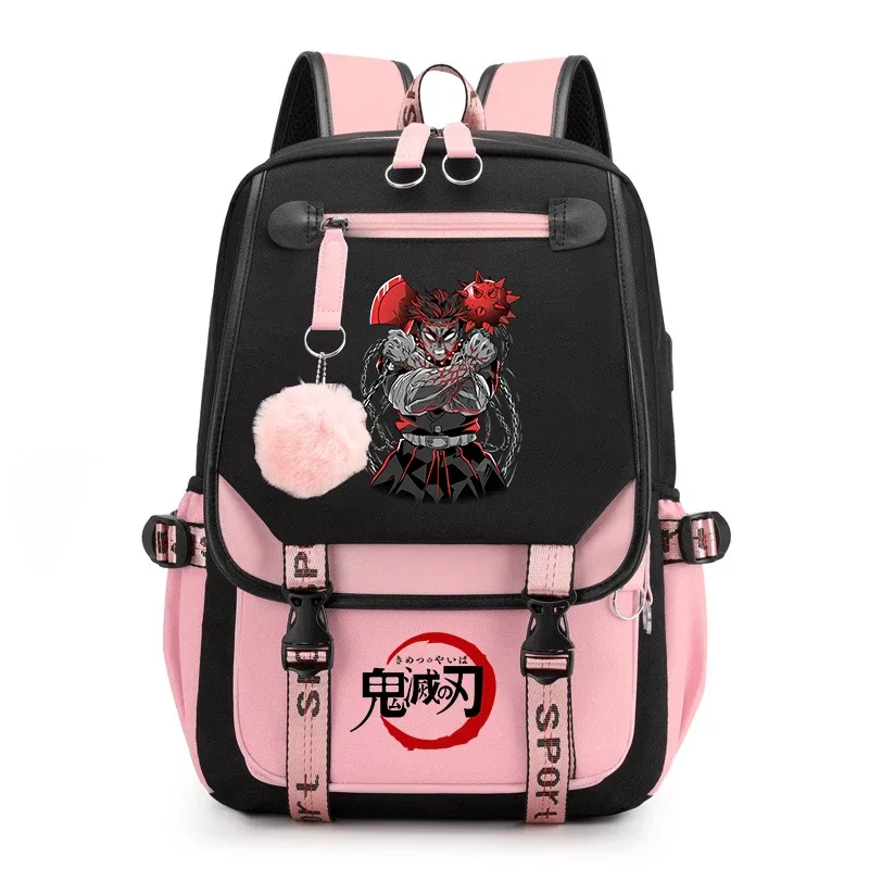 sac à dos imprimé demon slayer anime pour filles, sac à dos d'école décontracté, sac à dos de voyage léger pour adolescents