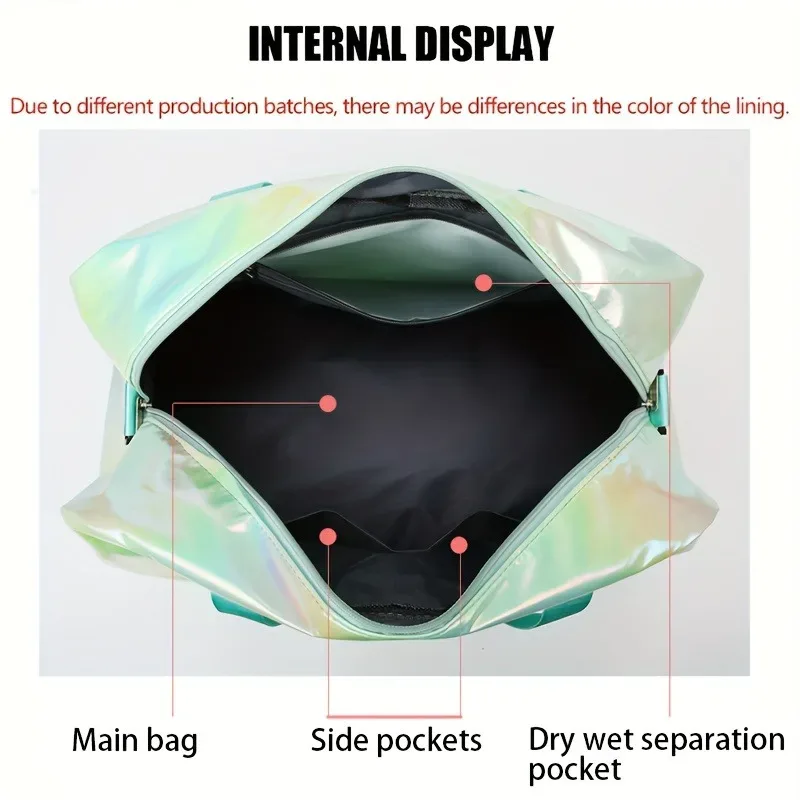 sac polochon de voyage holographique de grande capacité, fourre-tout léger en nylon pour week-end, pour sport, voyages de nuit