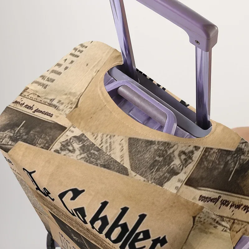 housse de protection pour bagages à motif de texture de journal vintage, adaptée aux housses de bagages de 18 à 32 pouces, gants de protection pour poignée de bagage, trave