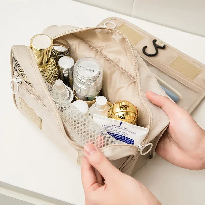 sac de maquillage de voyage, pochette de rangement de produits de toilette de grande capacité, organisateur de maquillage de voyage, sac de beauté étanche, sac de lavage de salle de bain