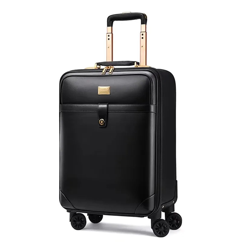 nouvelle valise de cabine rétro en cuir véritable pour homme, 16/18/20/22/24 pouces, avec roulettes, idéale pour les voyages d'affaires