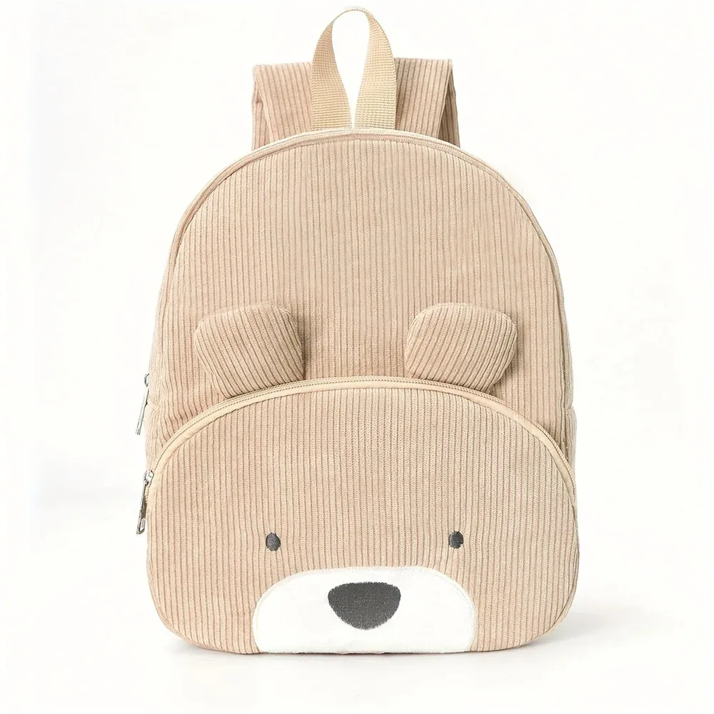 sac à dos en velours côtelé personnalisé avec nom, broderie, sac à dos de loisirs pour étudiants, grande capacité, mignon sac à dos ours en peluche pour la rentrée scolaire