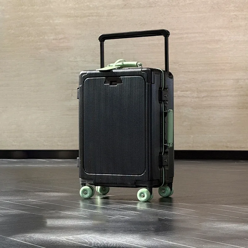 valise de voyage 20/24/26 pouces avec cadre en aluminium, trolley large, bagage cabine avec porte-gobelet, valise à roulettes pour l'embarquement