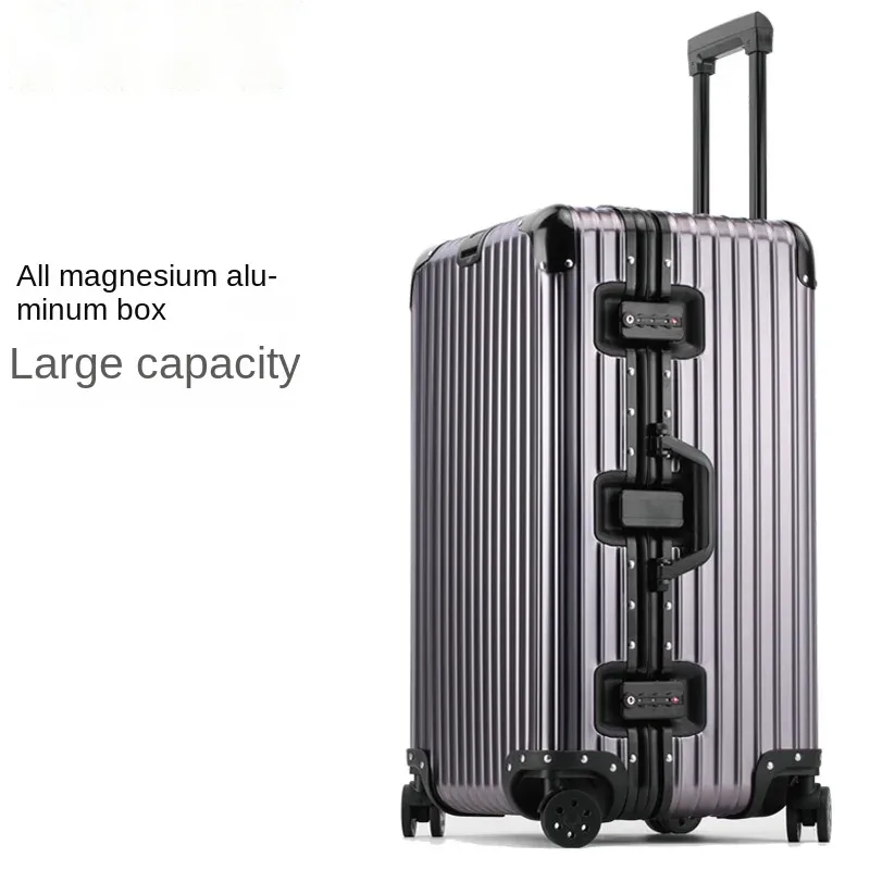 valise en alliage d'aluminium et de magnésium 100%, bagage métallique extra large, grande capacité, valise de voyage épaisse de 30 pouces, bagage de 32 pouces