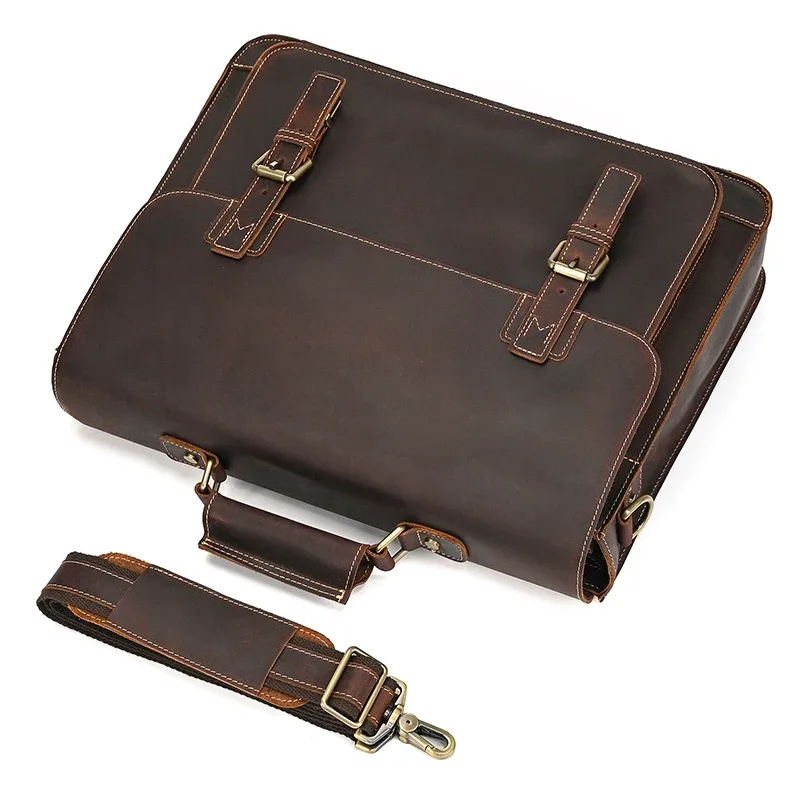 newsbirds grande capacité hommes sac en cuir véritable peau de vache hommes porte-documents sac ordinateur portable sac d'affaires pour 15.6 pouces pc sac d'ordinateur mâle