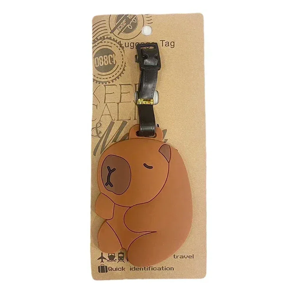 étiquette de bagage design chat requin kawaii, accessoires de voyage pour femmes, étiquette de bagage en pvc de dessin animé pour hommes, portable, anti-perte, adresse, nom