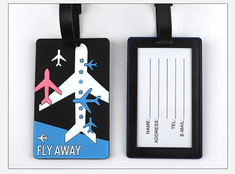 étiquette de bagage en pvc avec animaux de dessin animé, 1 pièce, pour femmes et hommes, accessoires de voyage de vacances, étiquettes de valise, nom, identification, adresse, étiquettes de bagage de voyage