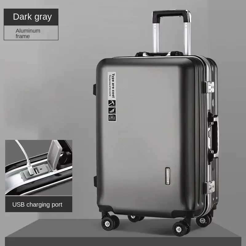 valise à main avec cadre en aluminium, 20 22 24 28 pouces, bagage roulant, cabine de voyage, boîtier de chariot, sac de voyage, verrouillage par mot de passe, fermeture éclair