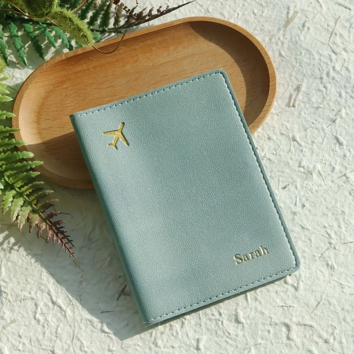 étui de protection personnalisé en cuir pu pour passeport avec lettres dorées, porte-passeport épaissi personnalisé