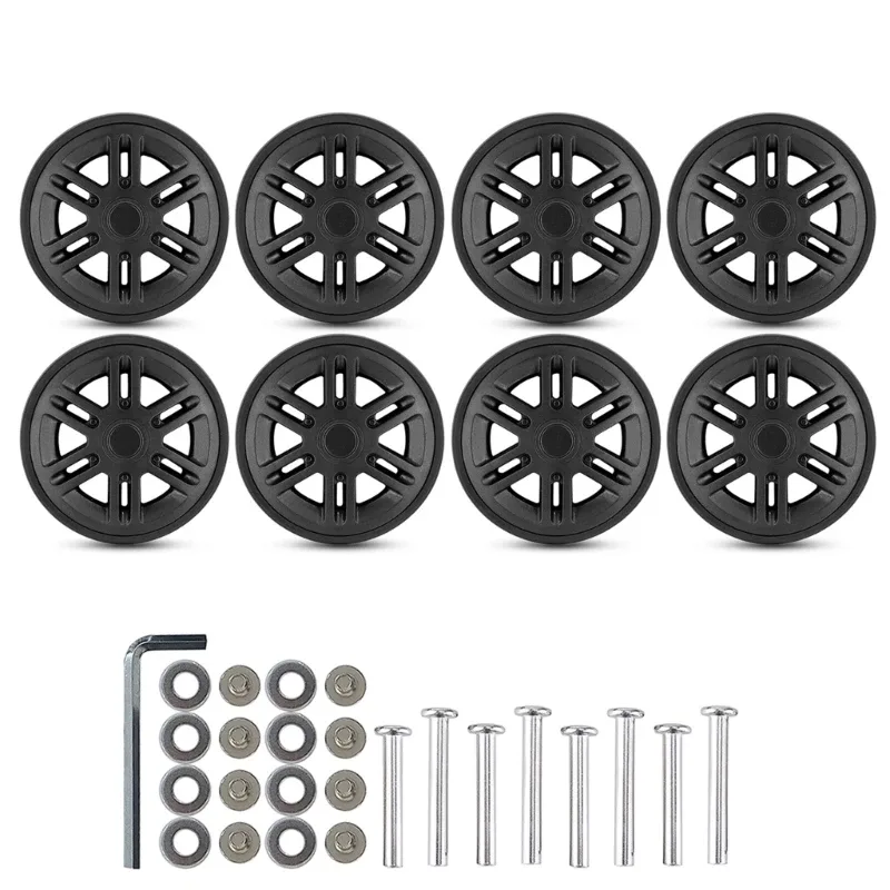 roues remplacement bagages 60mm, réparation roues valise double en caoutchouc 8 pièces