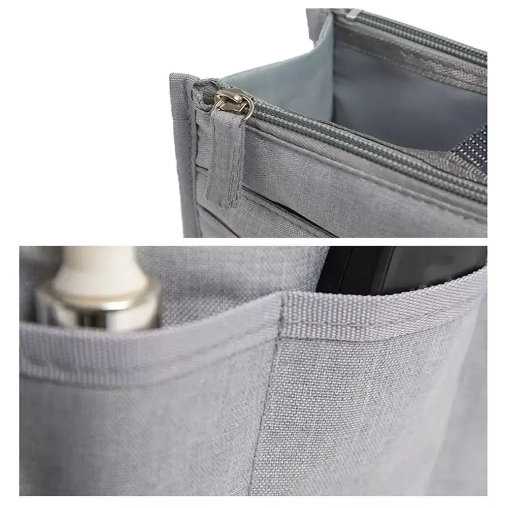 trousse de toilette de voyage en polyester durable, imperméable, avec double fermeture éclair, grande capacité, organiseur de sac, sac d'insertion