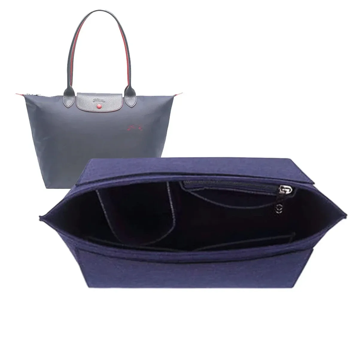 sac à insérer en feutre adapté au sac à main longchamp, sac de doublure en tissu feutré, sac de maquillage, support de voyage, organisateur de sac à main portable