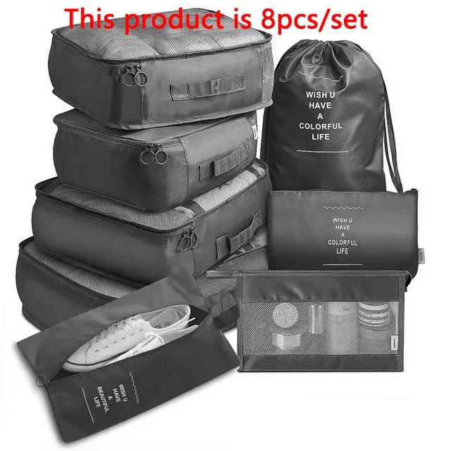 sacs de voyage en poudre pour soutien-gorge et chaussures, ensemble d'emballage de valise, étuis de rangement, 6/8/9 pièces/ensemble