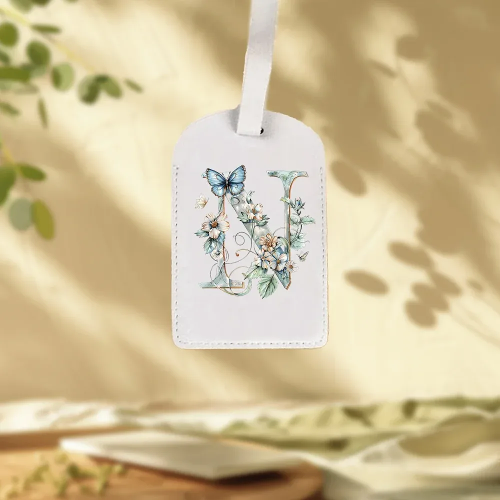 étiquettes de bagages blanches personnalisées adaptées aux valises, aux vêtements et aux bijoux - nom/logo/texte, 26 étiquettes florales et alphabétiques