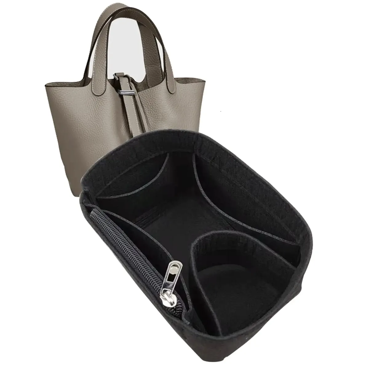 organisateur de sac à insérer en feutre, adapté à picotin 18 22 26, sac seau, doublure façonnant, séparateur de sac à main, rangement de sac à main, étui de maquillage portable