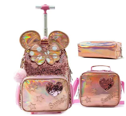 sac à roulettes pour enfants, sac à dos à roulettes pour filles, sac à roulettes pour l'école primaire, bagages à roulettes pour filles