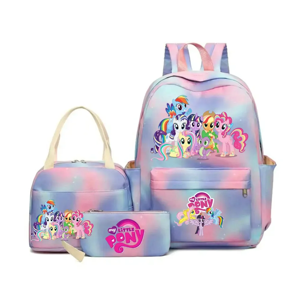 sac à dos my little pony, ensemble de 3 pièces, sac d'école pour étudiants, trousse à crayons, sac à dos de voyage pour adolescents, sac à dos décontracté pour ordinateur portable, mochilas