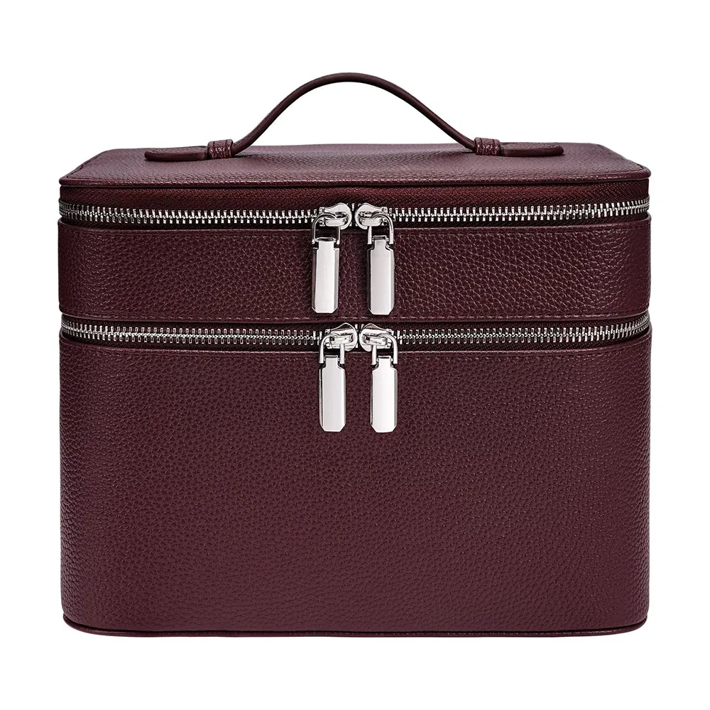 sac de maquillage professionnel portable à double couche personnalisé avec nom, trousse de soins de la peau, boîte de rangement pour produits de beauté, sac de maquillage multi-compartiments