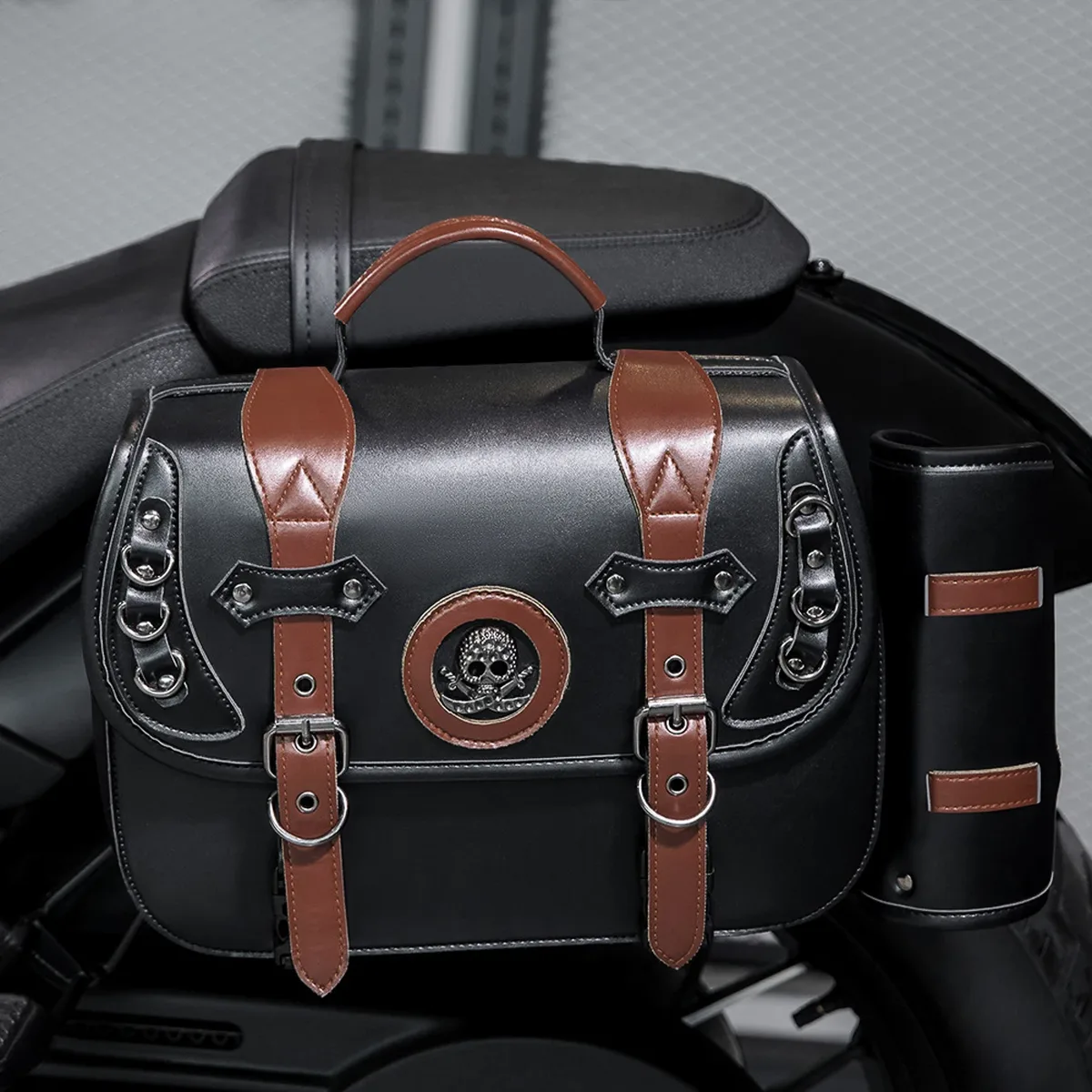 sacoche de moto en cuir pu, sac latéral étanche, accessoires de moto, nouveau