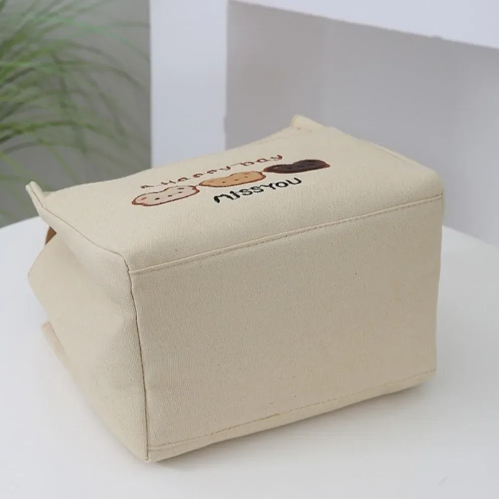sac fourre-tout décontracté et mignon avec broderie 3 ours, fermeture éclair, grande capacité, sac à déjeuner en toile, pochette de rangement légère et réutilisable pour pique-nique