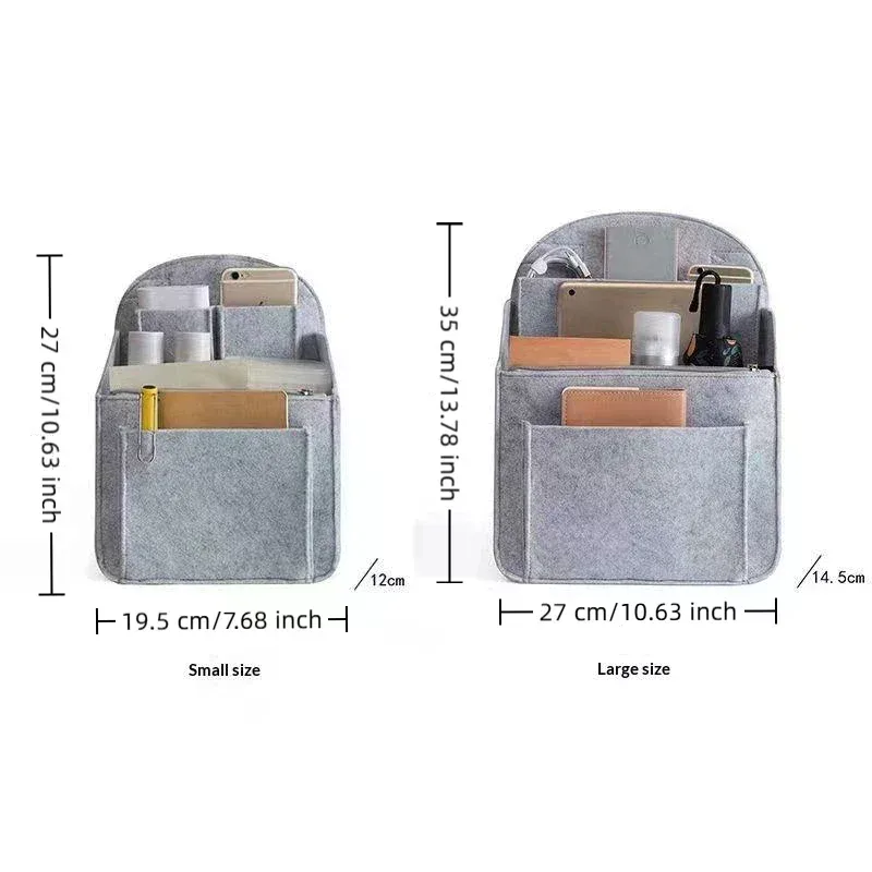 insert de sac à dos portable en feutre, petit sac de rangement pour cosmétiques, organisateur de maquillage, séparateur de sac de voyage, sac à bandoulière compatible avec divers sacs