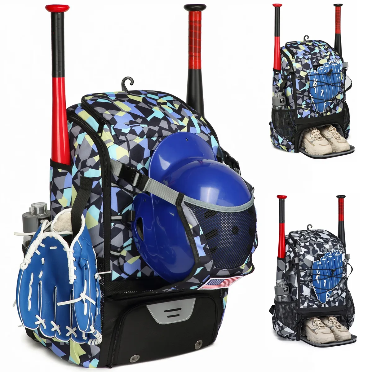 sac à dos d'équipement de softball pour les jeunes, sac de baseball avec compartiment à chaussures, grande capacité, sport