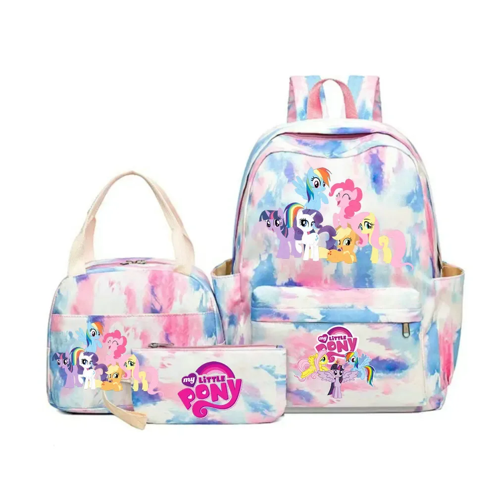 sac à dos my little pony, ensemble de 3 pièces, sac d'école pour étudiants, trousse à crayons, sac à dos de voyage pour adolescents, sac à dos décontracté pour ordinateur portable, mochilas