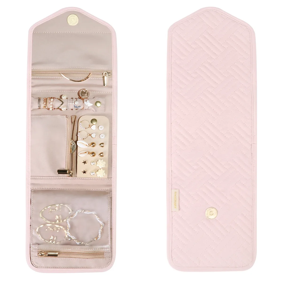bagsmart-rouleau de bijoux pliable pour femme, valise de voyage, bagues, colliers, boucles d'oreilles, bracelets, 150.-